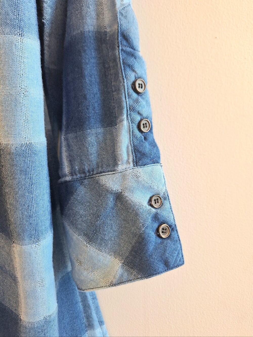 Free People Plaid Distressed Oversized Button Down Tunic Shirt L - Picture 3 of 7